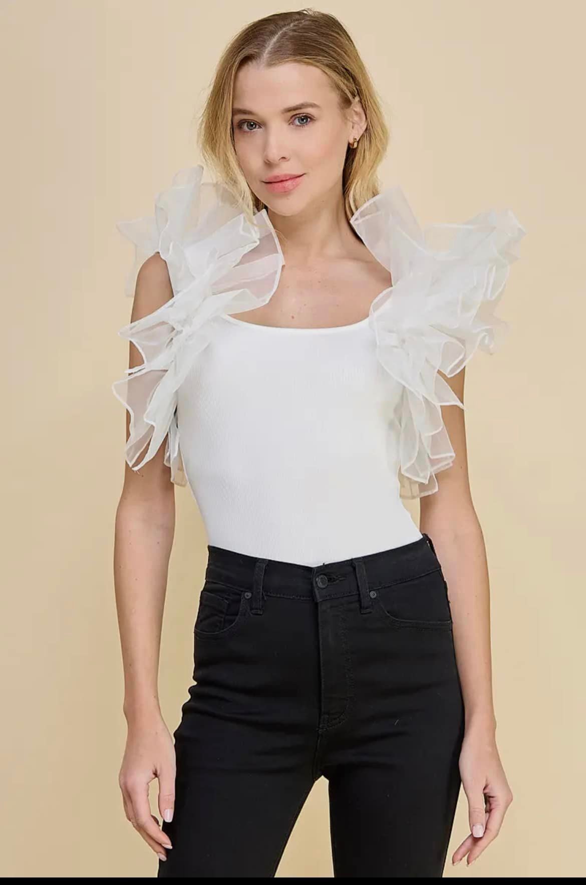 Ruffle sleeve bodysuit TCEC123