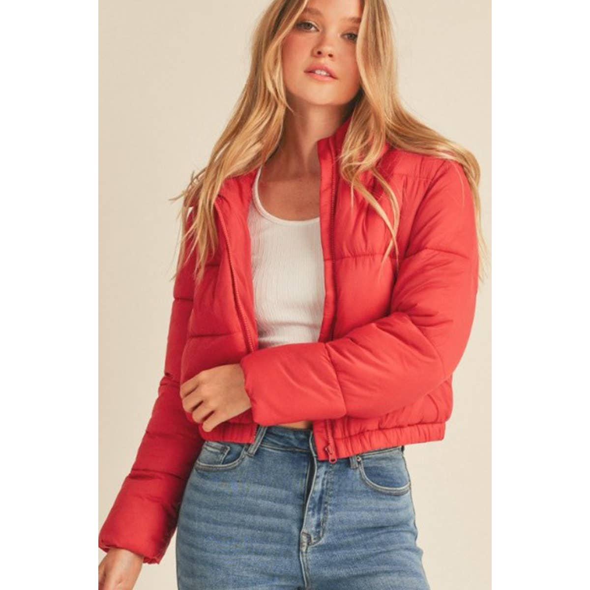 HOODED NYLON CROPPED PUFFER JACKET 74593