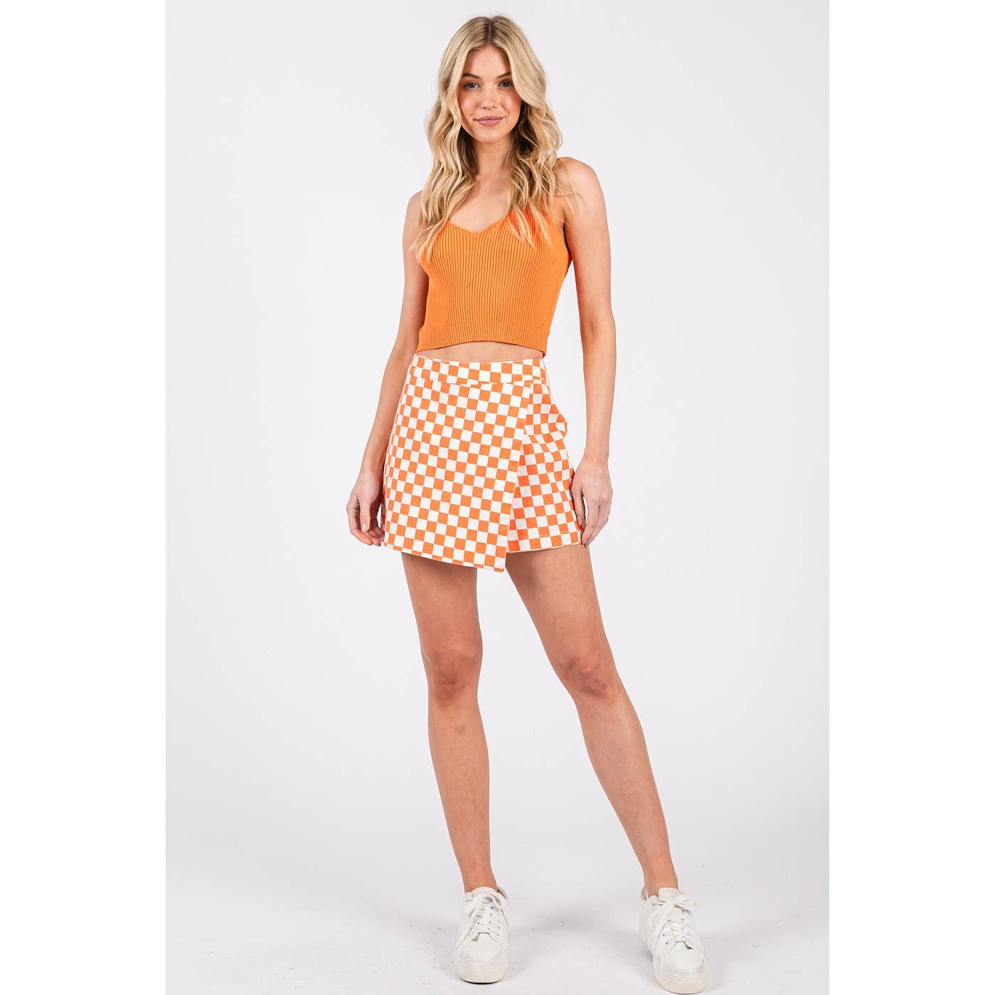 GAME DAY CHECKERED OVERLAY WRAP FRONT MINI SKORT-GDCOW