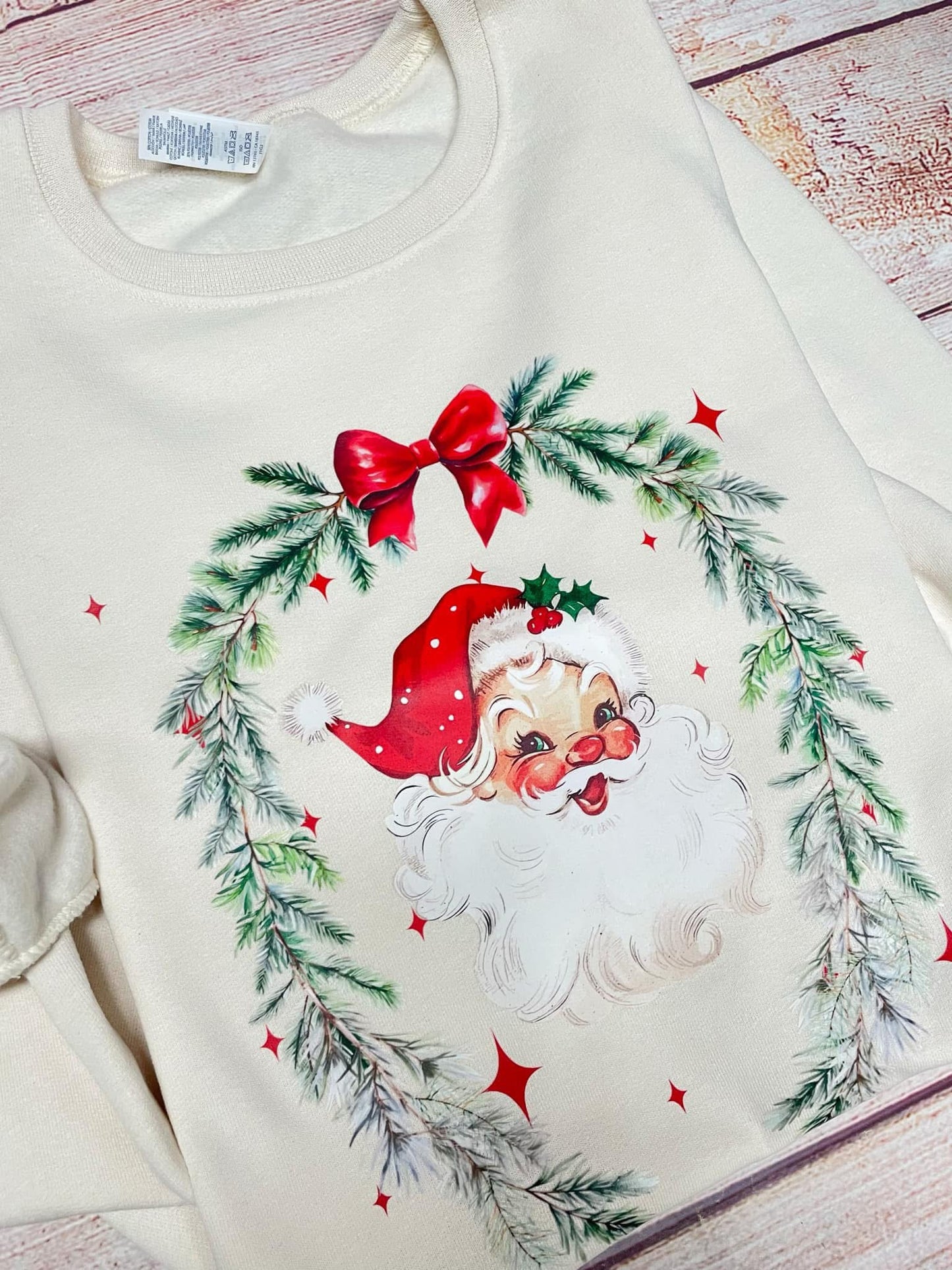 Santa Wreath Cream Sweatshirt