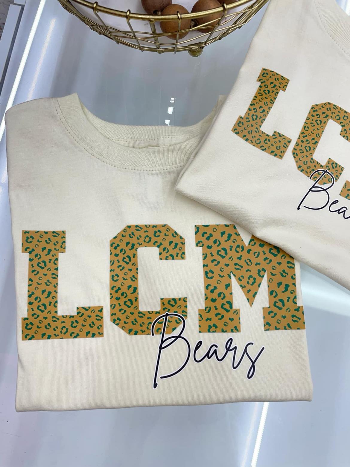 LCM Bears Green and gold cheetah print T-shirt