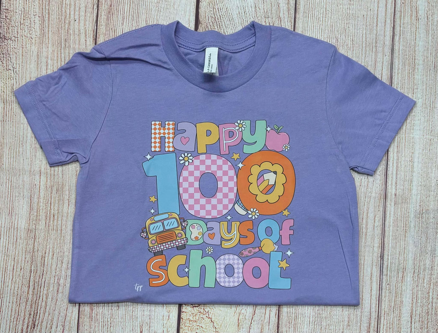 Happy 100 Days of School - Retro School Bus - T SHIRT - (Bella)
