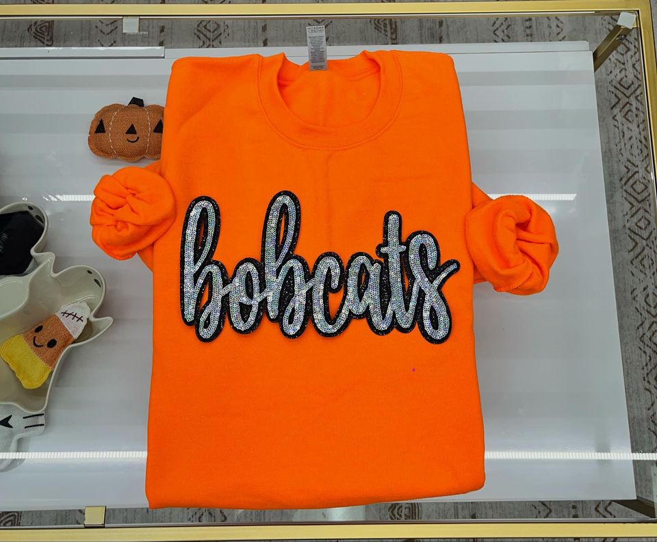 Bobcats sequin (silver cursive) Sweatshirt
