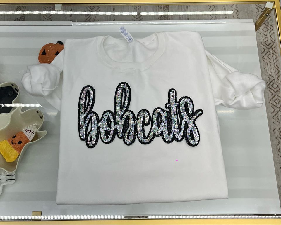 Bobcats sequin (silver cursive) Sweatshirt