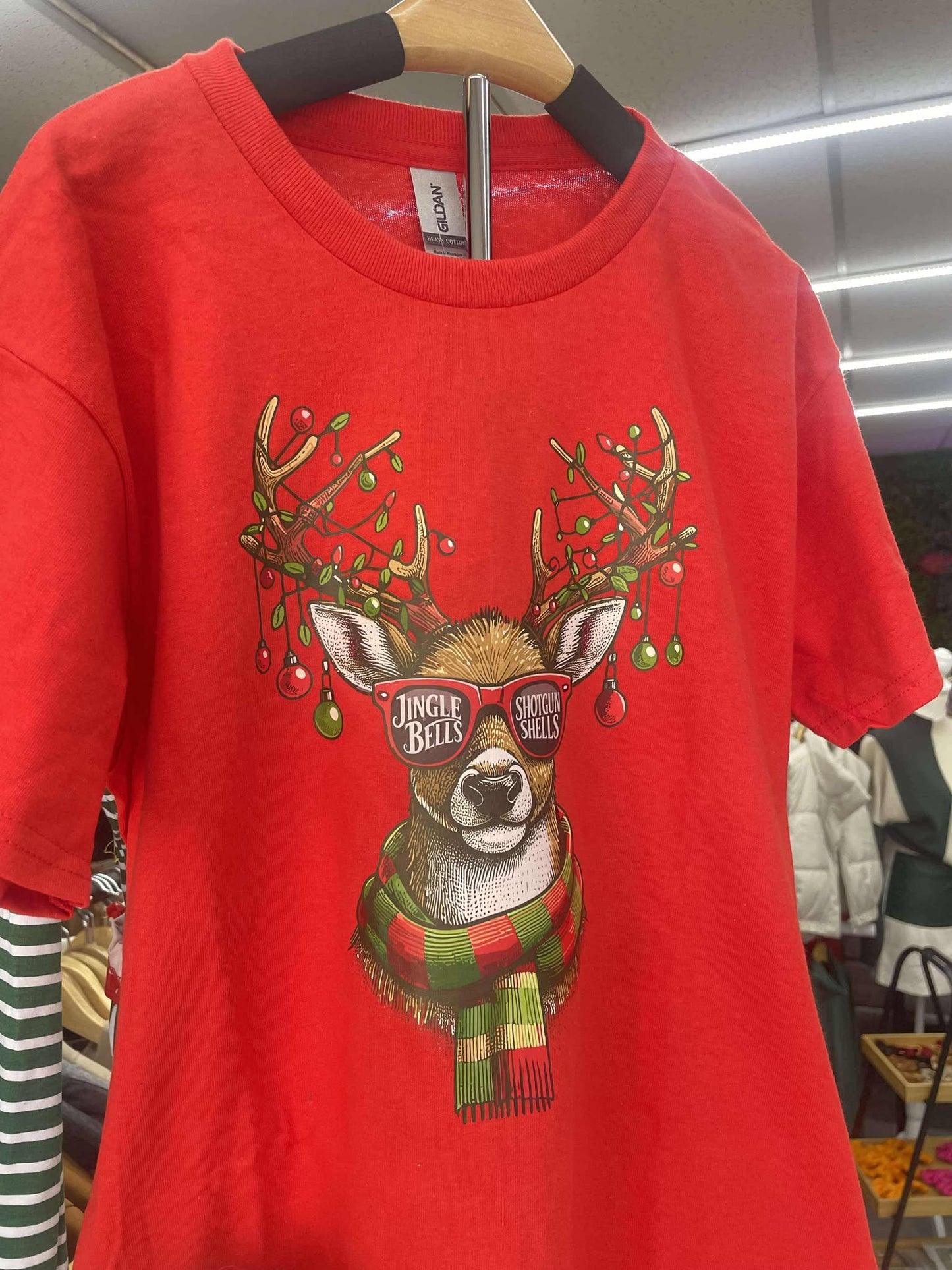 Reindeer Jingle Bells and Shot gun shells T-shirt