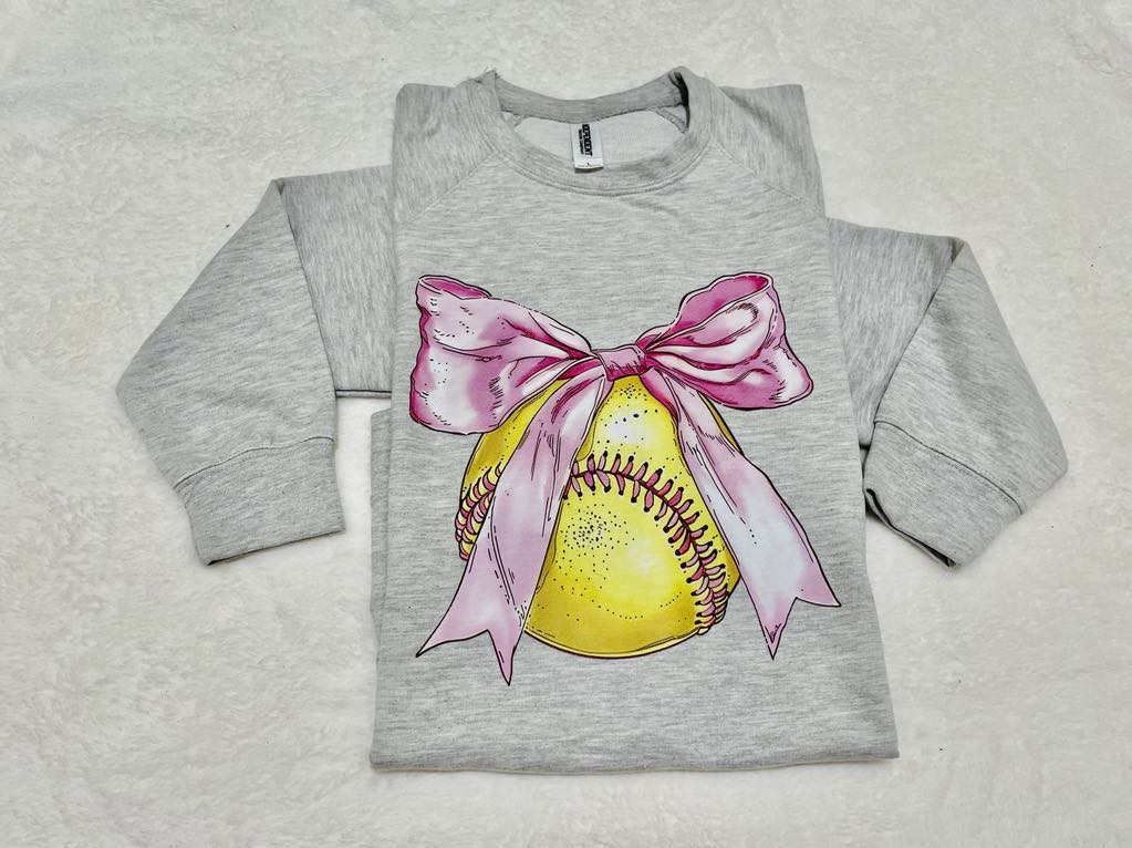 Vintage softball and pink bow Tee shirt (GILDAN ONLY)