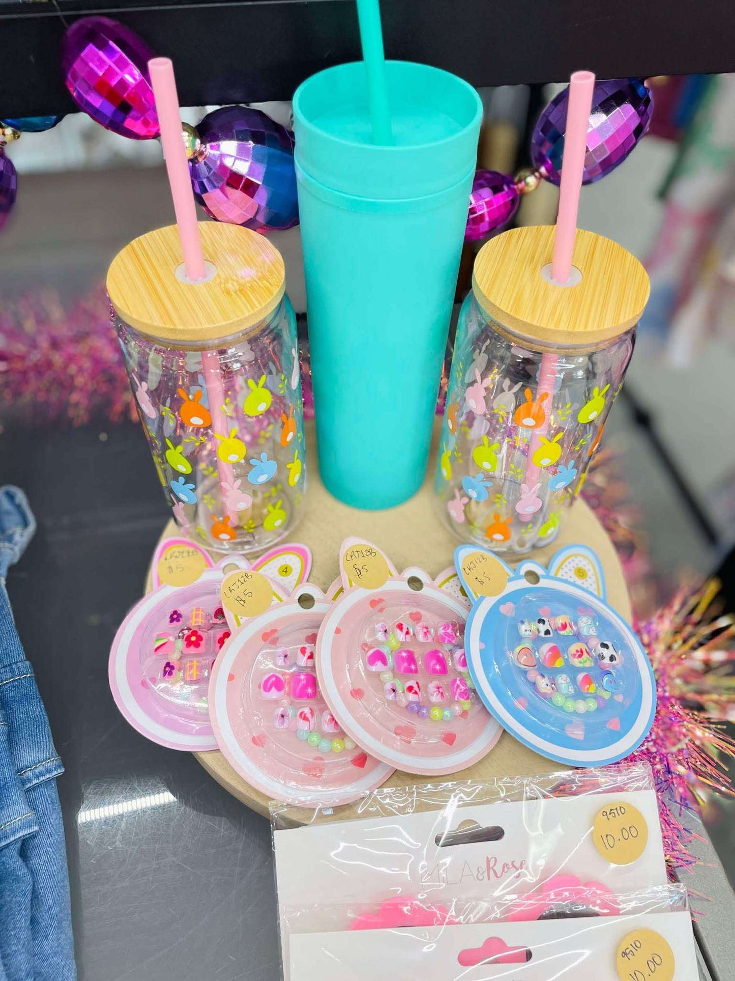 Easter Bunny Clear cups with straw EAP123 "plastic"