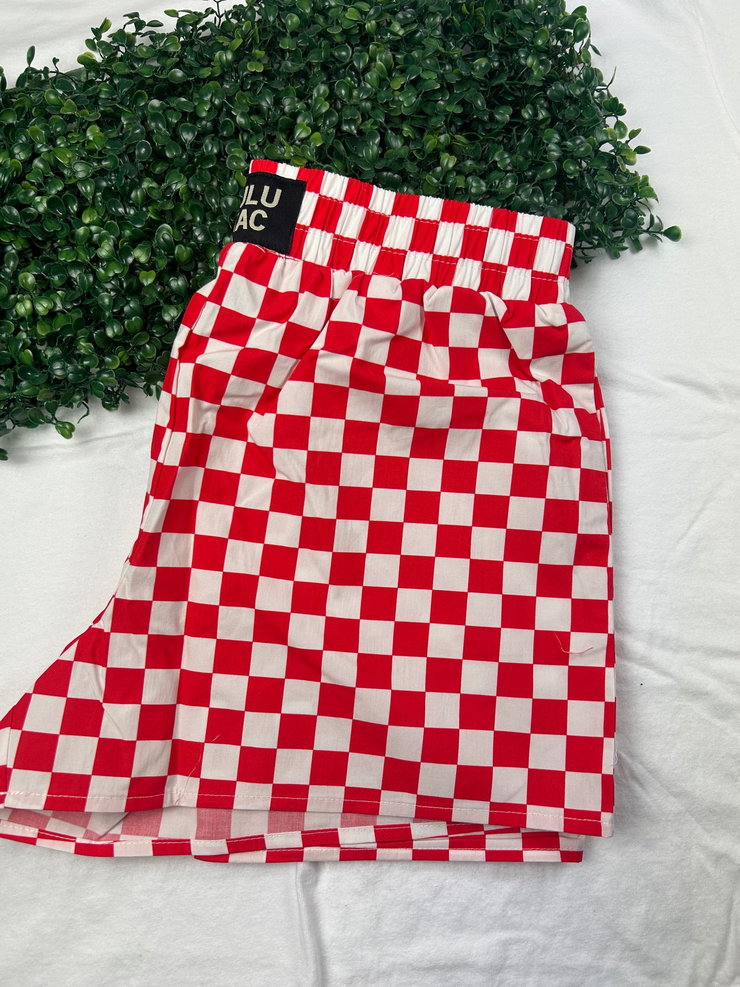 Red WHITE CHECKERED BOXER SHORT-RWCBS