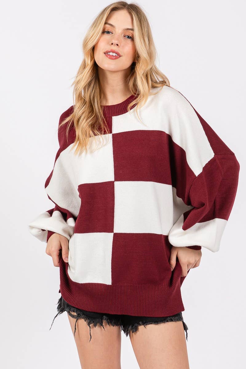GAME DAY CHECKERED SWEATER-GDCS3