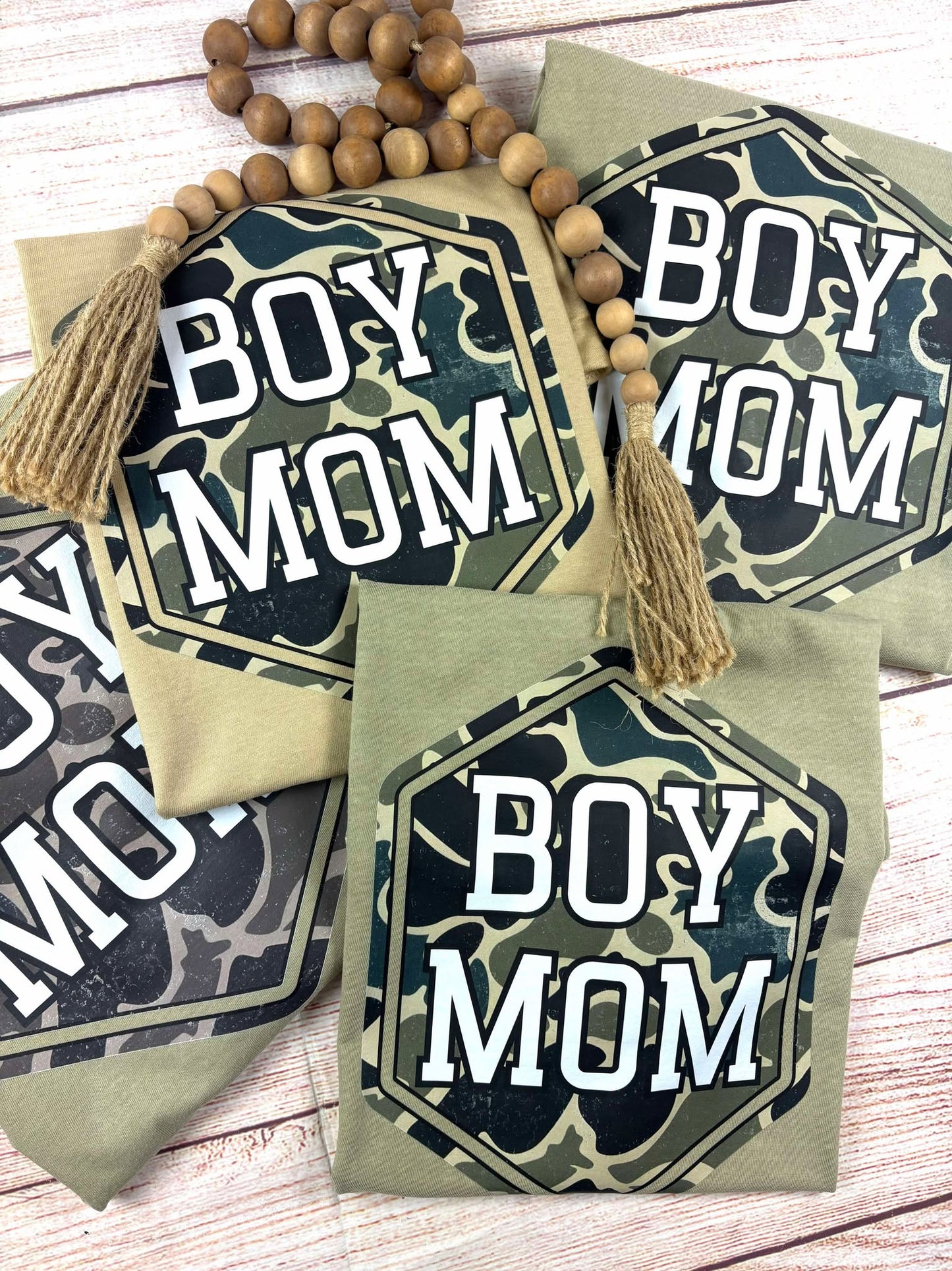 Boy Mom in Camo - T SHIRT - (Jerzee/Gildan)