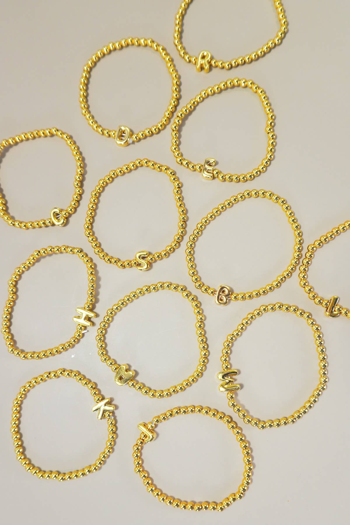 INITIAL MONOGRAM BUBBLE STRETCH BEAD BRACELET | 40B118