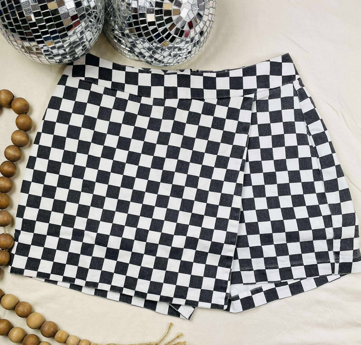 GAME DAY CHECKERED OVERLAY WRAP FRONT MINI SKORT-GDCOW