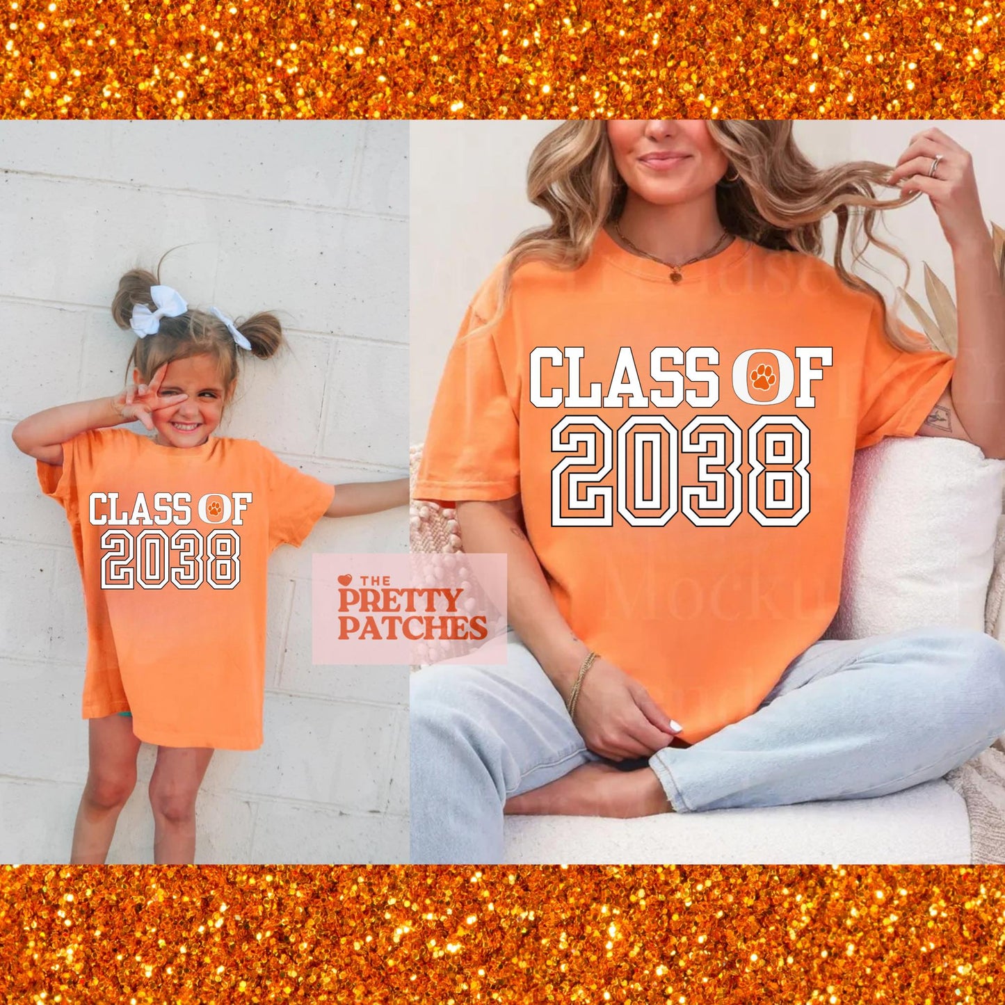 Class of 2038 Orangefield Bobcats with Paw Print in "O" - T SHIRT - (Jerzee/Gildan)