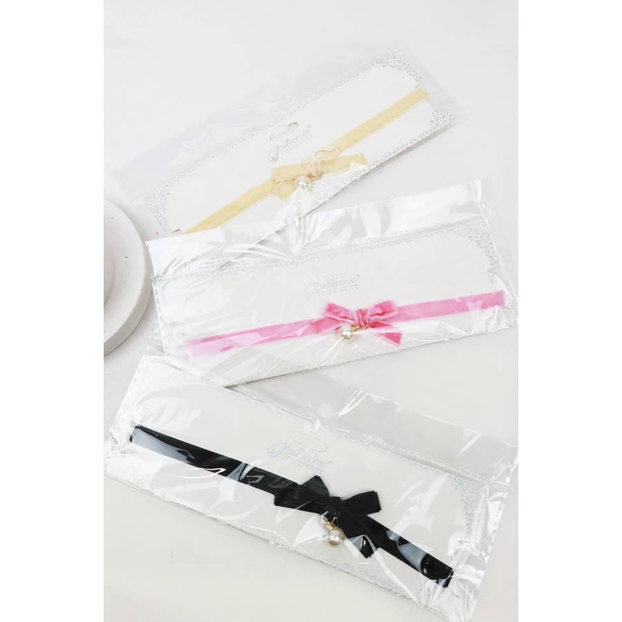 Velvet Bow with Pearl Choker Necklace LRP123