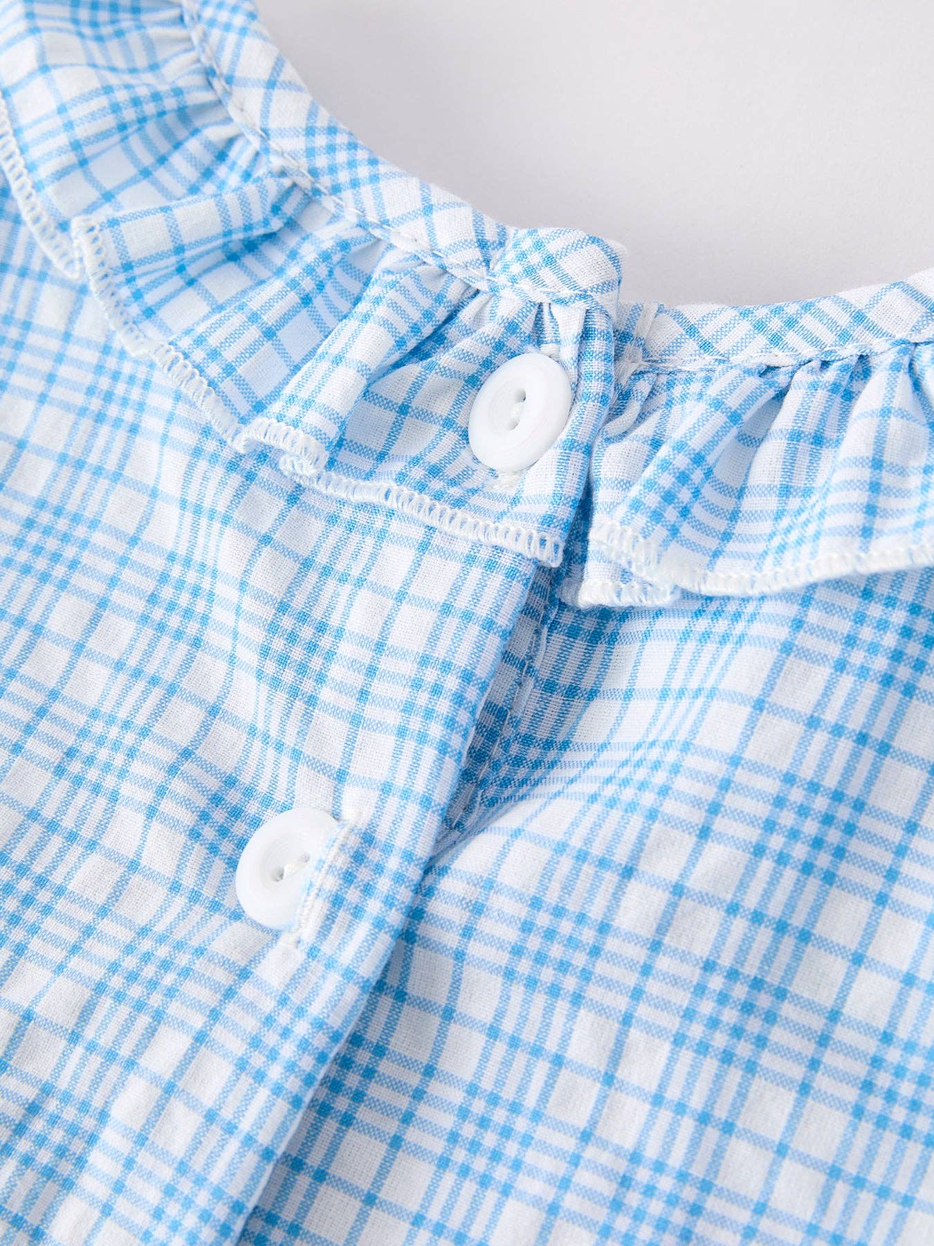 Back to School Blue Plaid Girls Cotton Dress Apple Embroidery DRG52471
