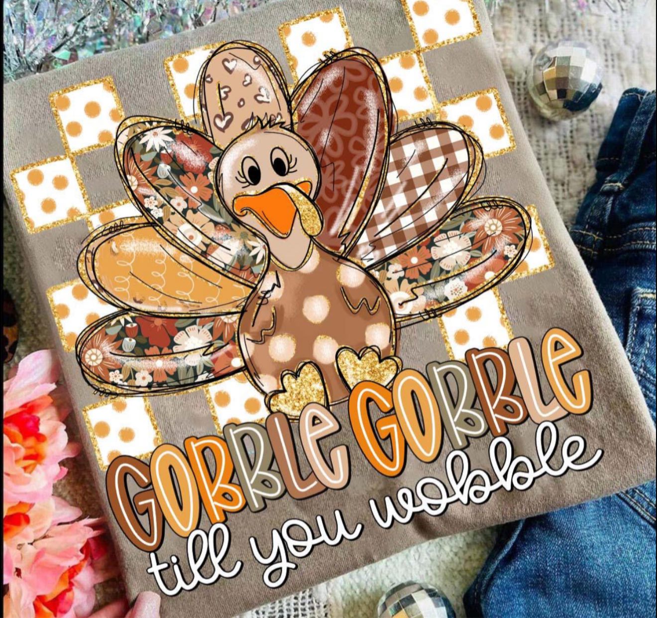 Gobble til you Wobble š¦ T SHIRT - (Jerzee/Gildan) (lat vintage coyote brown YOUTH OR TODDLER )