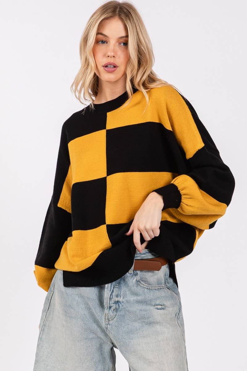 GAME DAY CHECKERED SWEATER-GDCS3