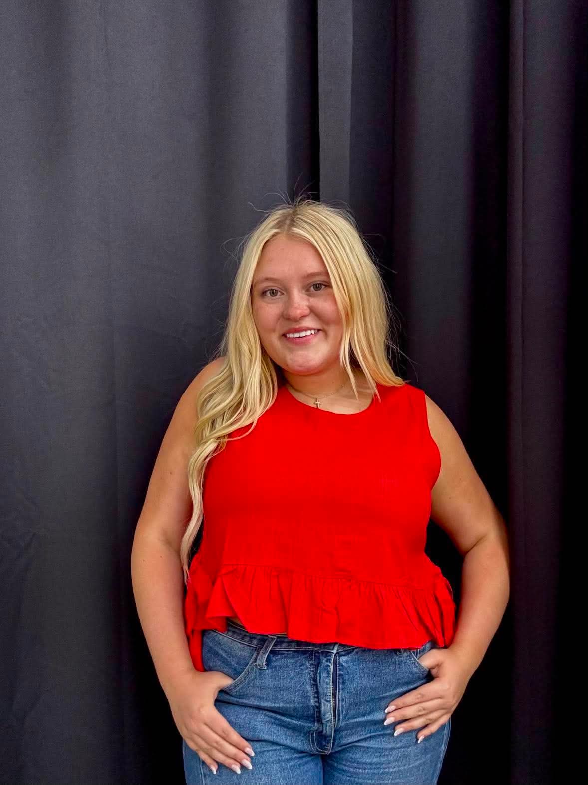 Side Tie Detailed Ruffle Top 050726kc
