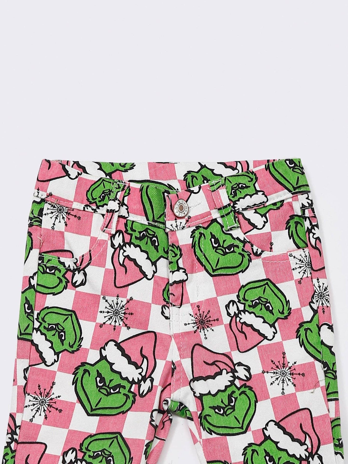 Pink checkered grinch pants P0483