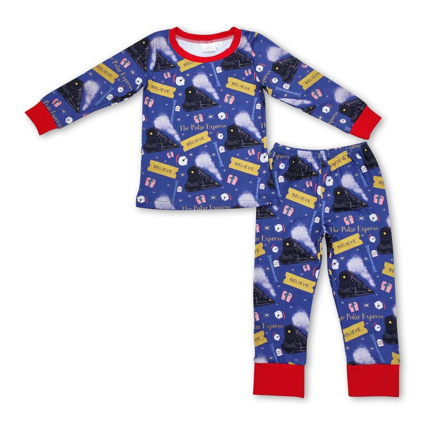 ✅Long sleeves train believe boys pajamas 0544 polar express