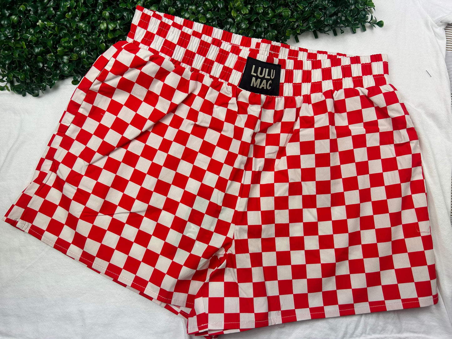 Red WHITE CHECKERED BOXER SHORT-RWCBS