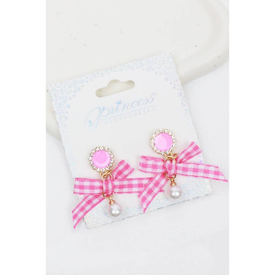 Satin Bow Dangle Earrings with Pearl 46SN