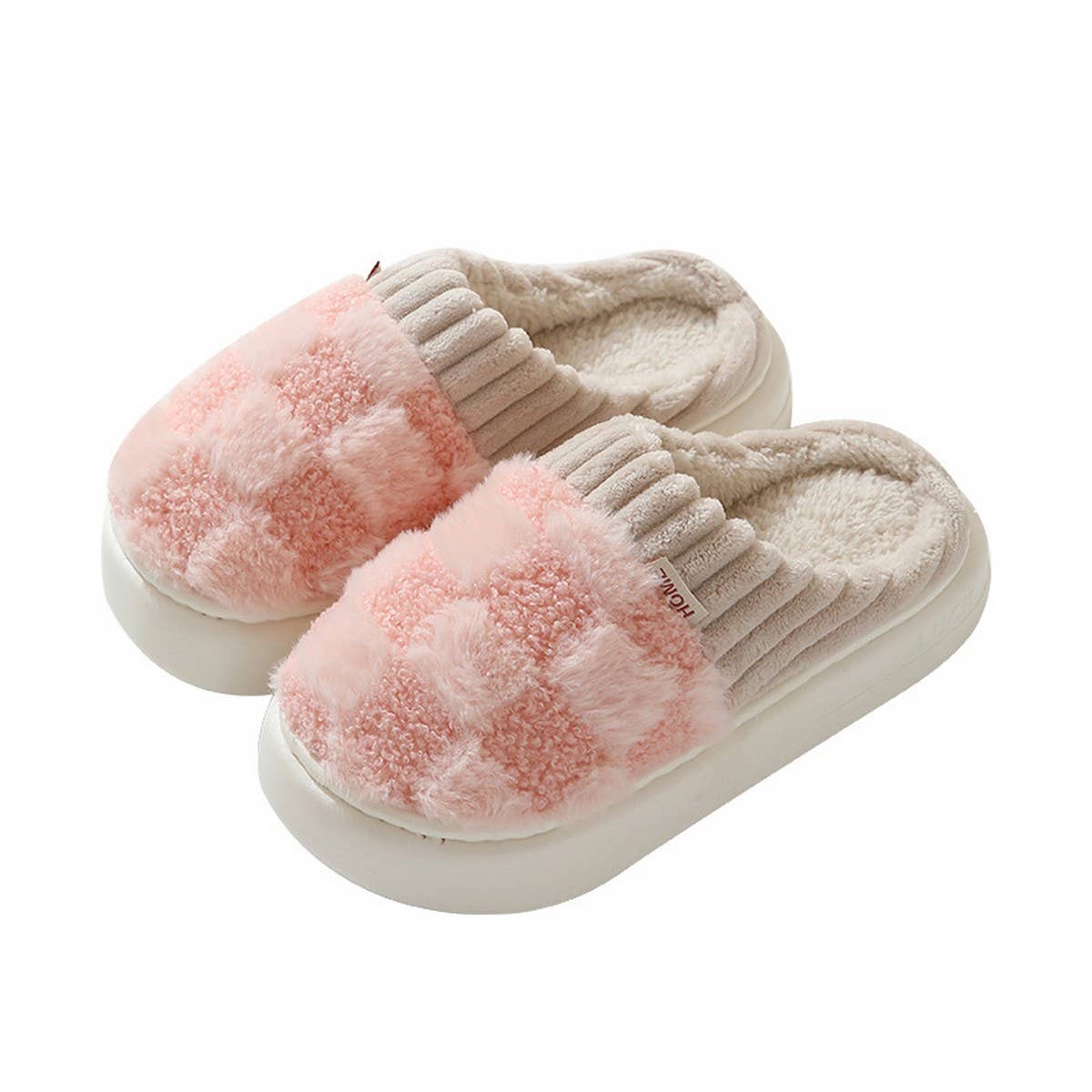 CHECKERED FUZZY WARMIES SLIPPERS CWSHS0270