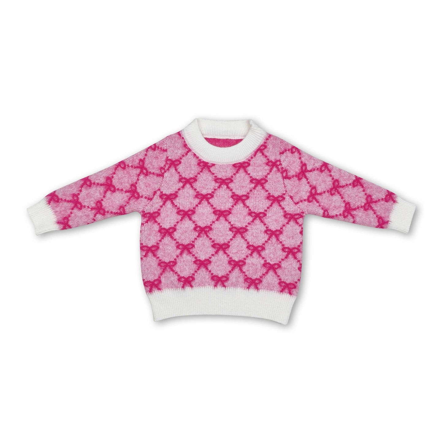 Pink bow cotton kids girls winter sweater 0686