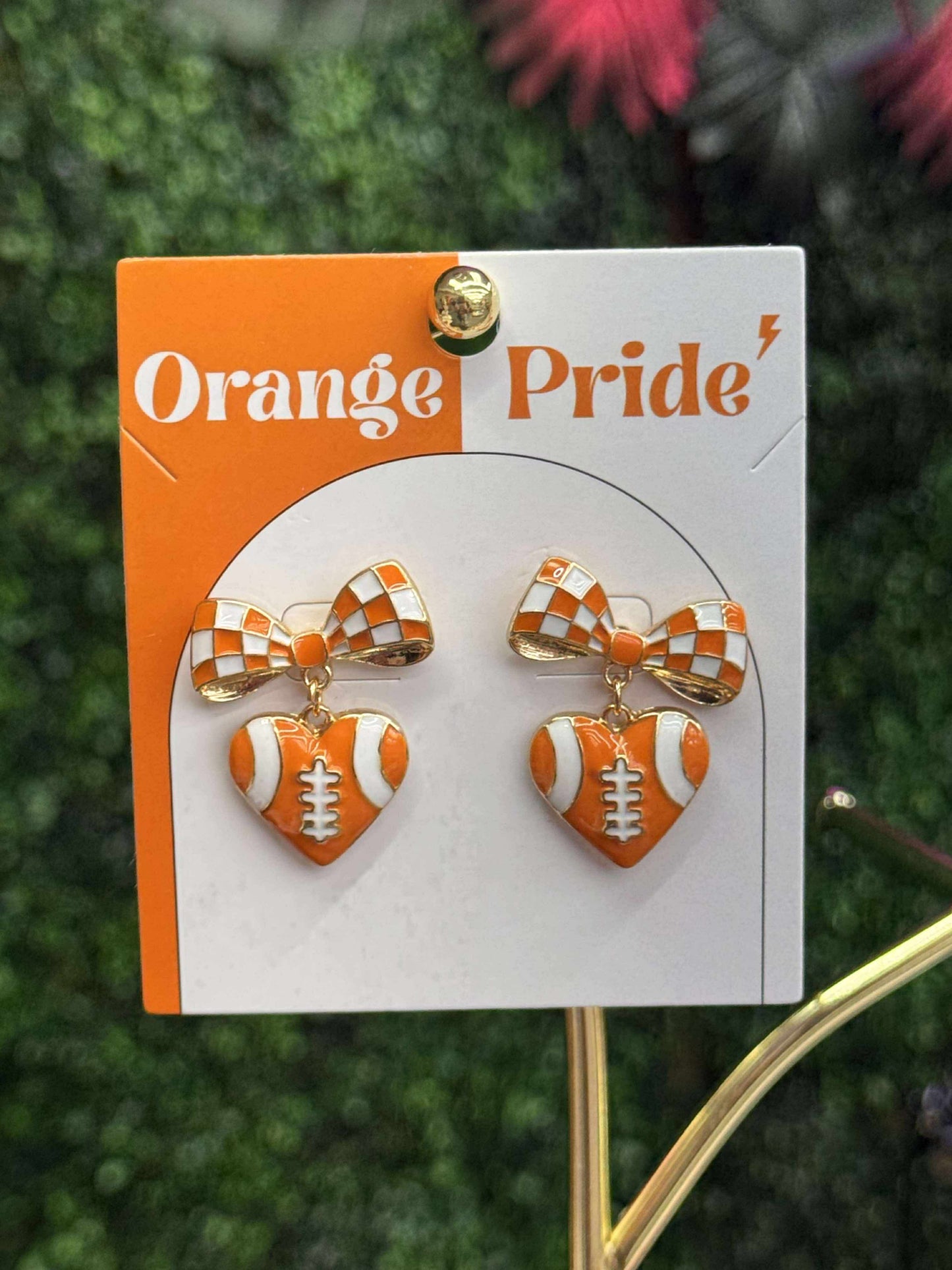 Bow & Football Gameday Stud 1.25" Earrings — IN STORE — BFGDS