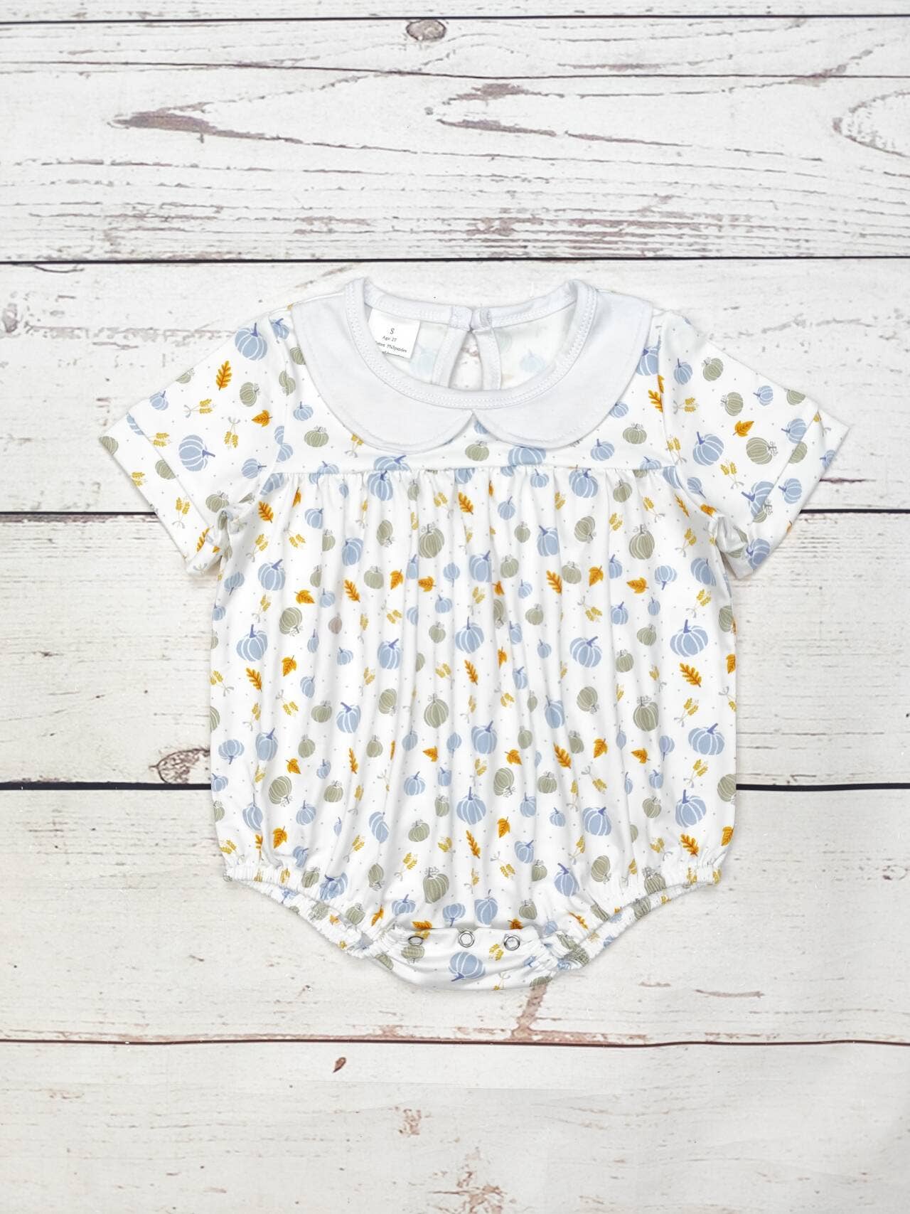Baby Pumpkin Print Fall Bubble SR1698 romper thanksgiving