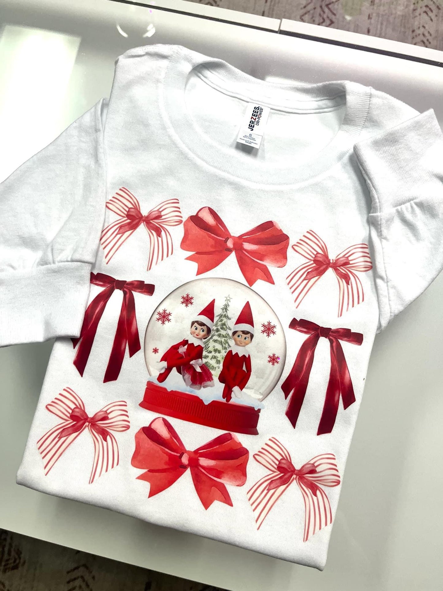 Elf in Snow-globe with bows SWEATSHIRT ONLY