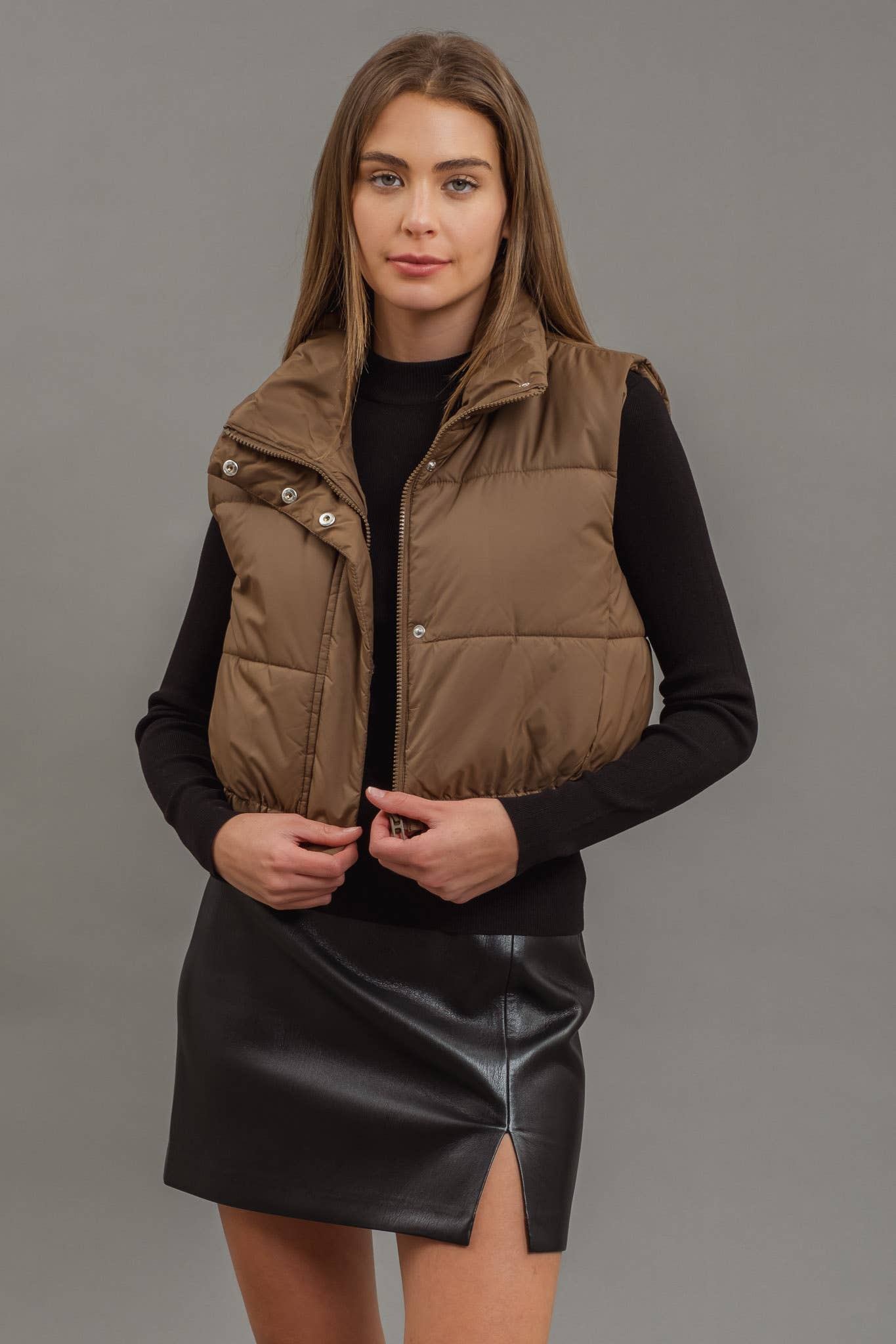 ✅CROPPED ZIP UP PUFFER VEST 2353