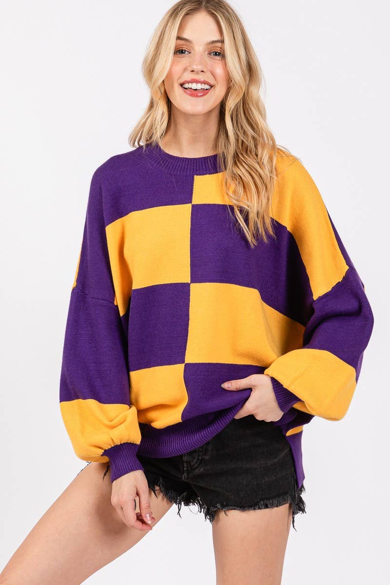 GAME DAY CHECKERED SWEATER-GDCS3