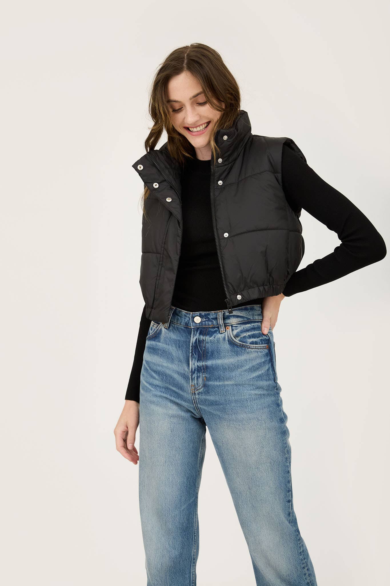 ✅CROPPED ZIP UP PUFFER VEST 2353