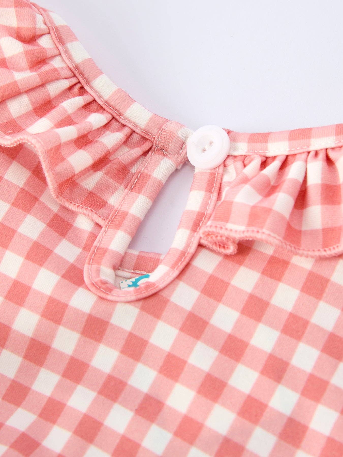 Baseball Embroidery Smocked Ruffle Plaid Girl Dress 1122026AL