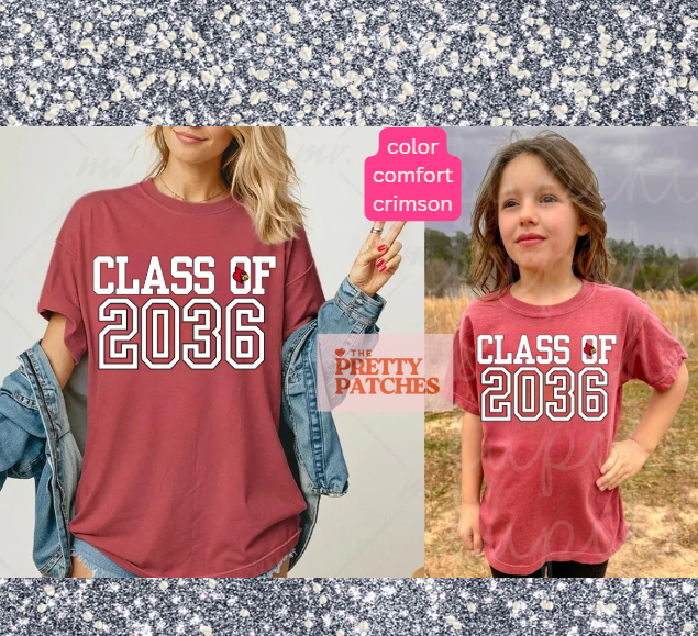 Class of 2036 Cardinals with logo in "O" - T SHIRT - (Comfort Color/Bella)