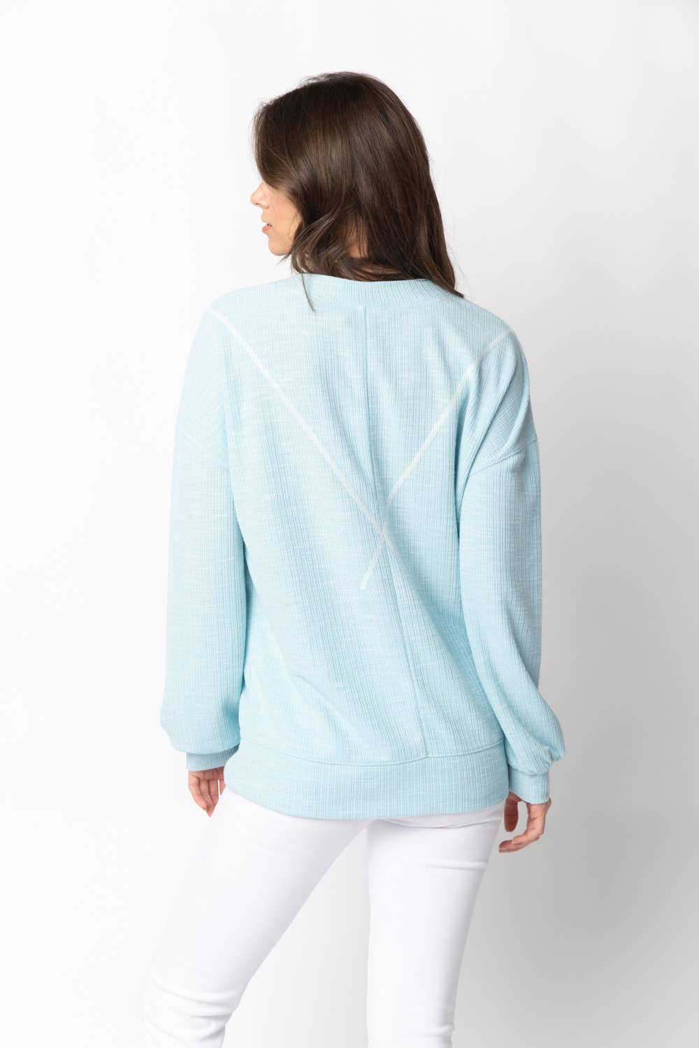 Ribbed Knit V Stitch Top NT10897