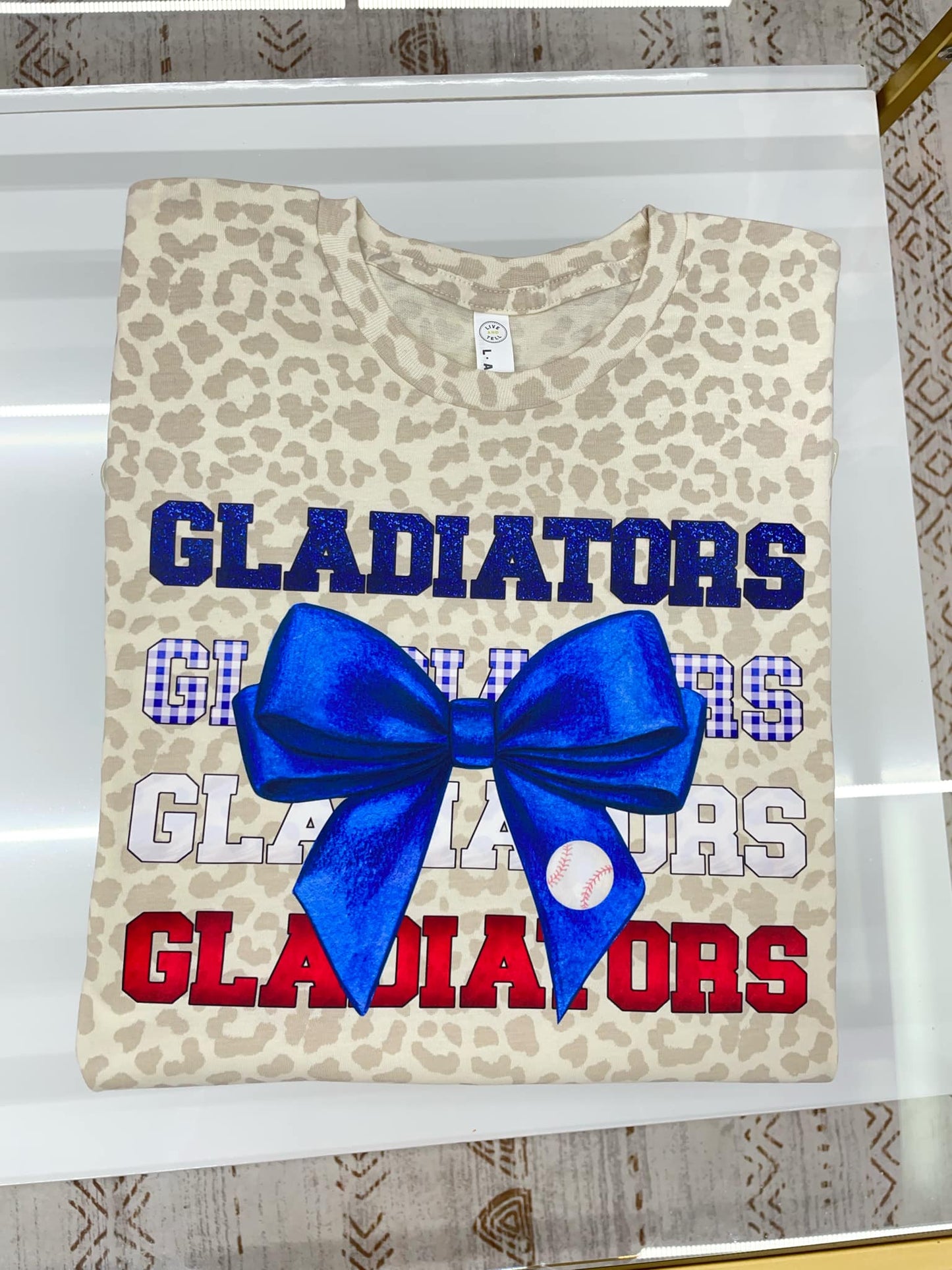 Gladiators (four rows and blue bow with baseball) T-shirt