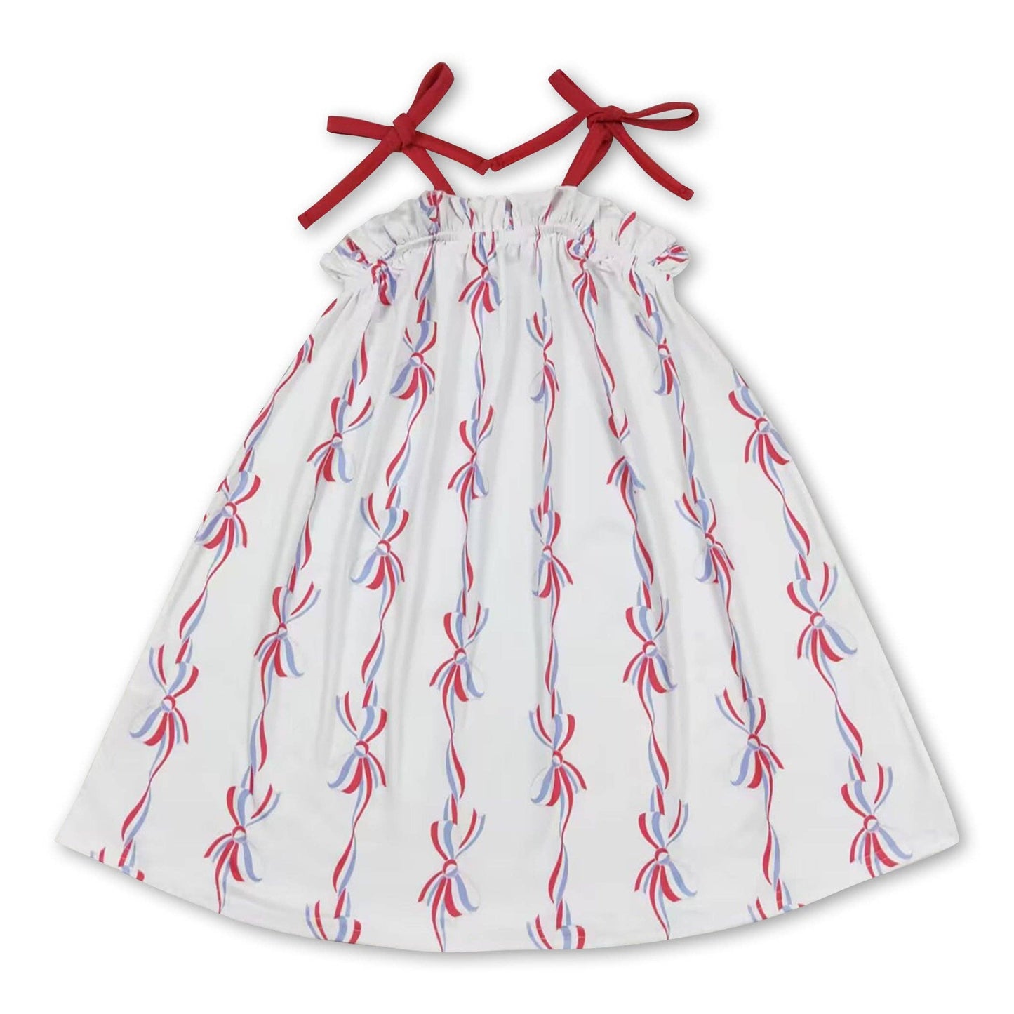 Red,Blue Bow Girls 4th of July Dress And Romper SR1599
