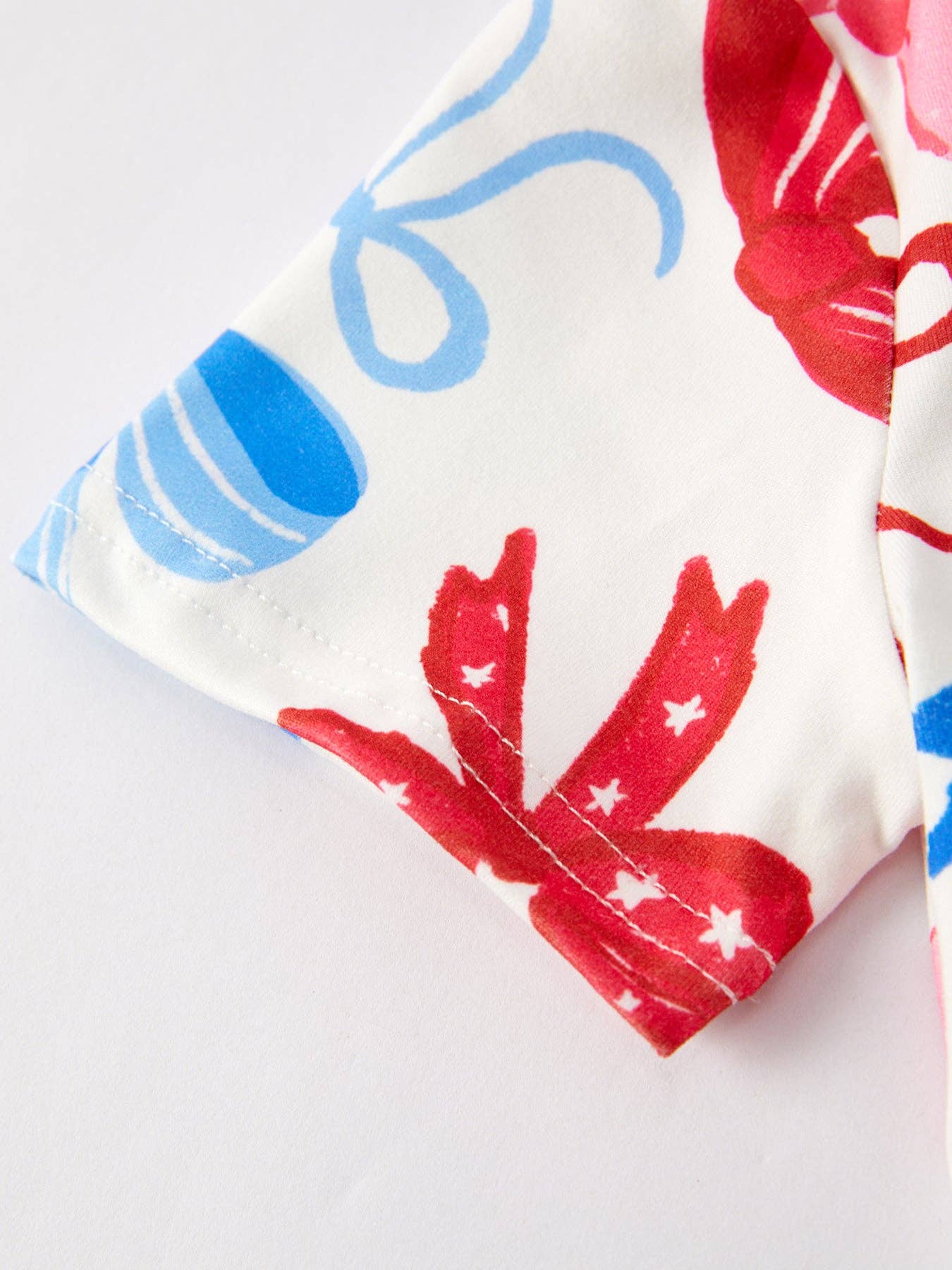 4th of july Color Bow Printed Short Sleeves Dress DRG518