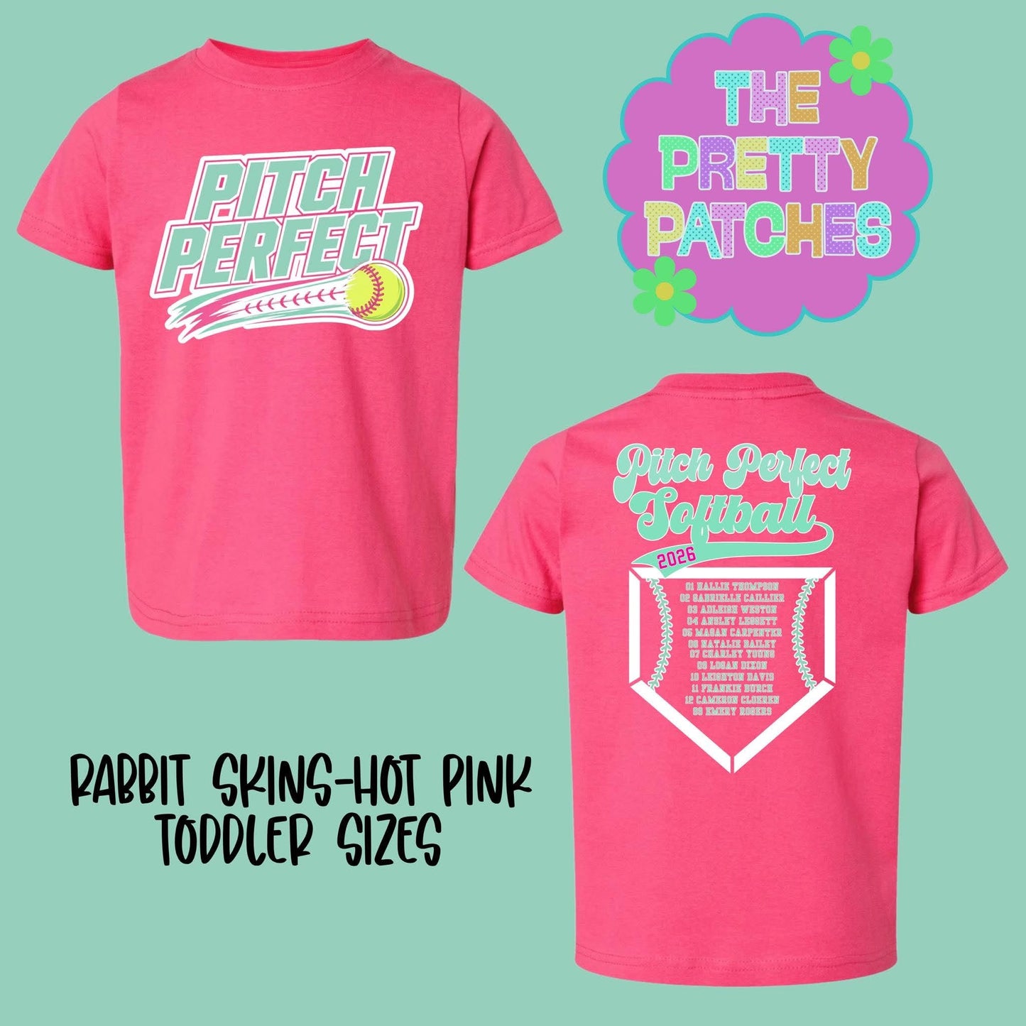 PITCH PERFECT FALL 2026 TEAM SHIRTS (RABBIT SKINS---TODDLER ONLY)- FULL FRONT AND BACK IMAGES 090526KRV