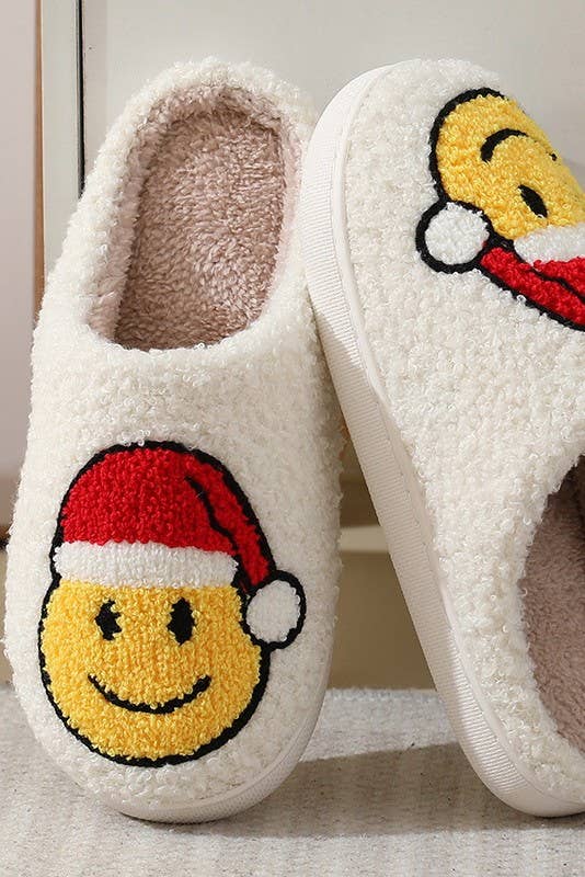 Pink checkered smile yellow face slippers 40SP014