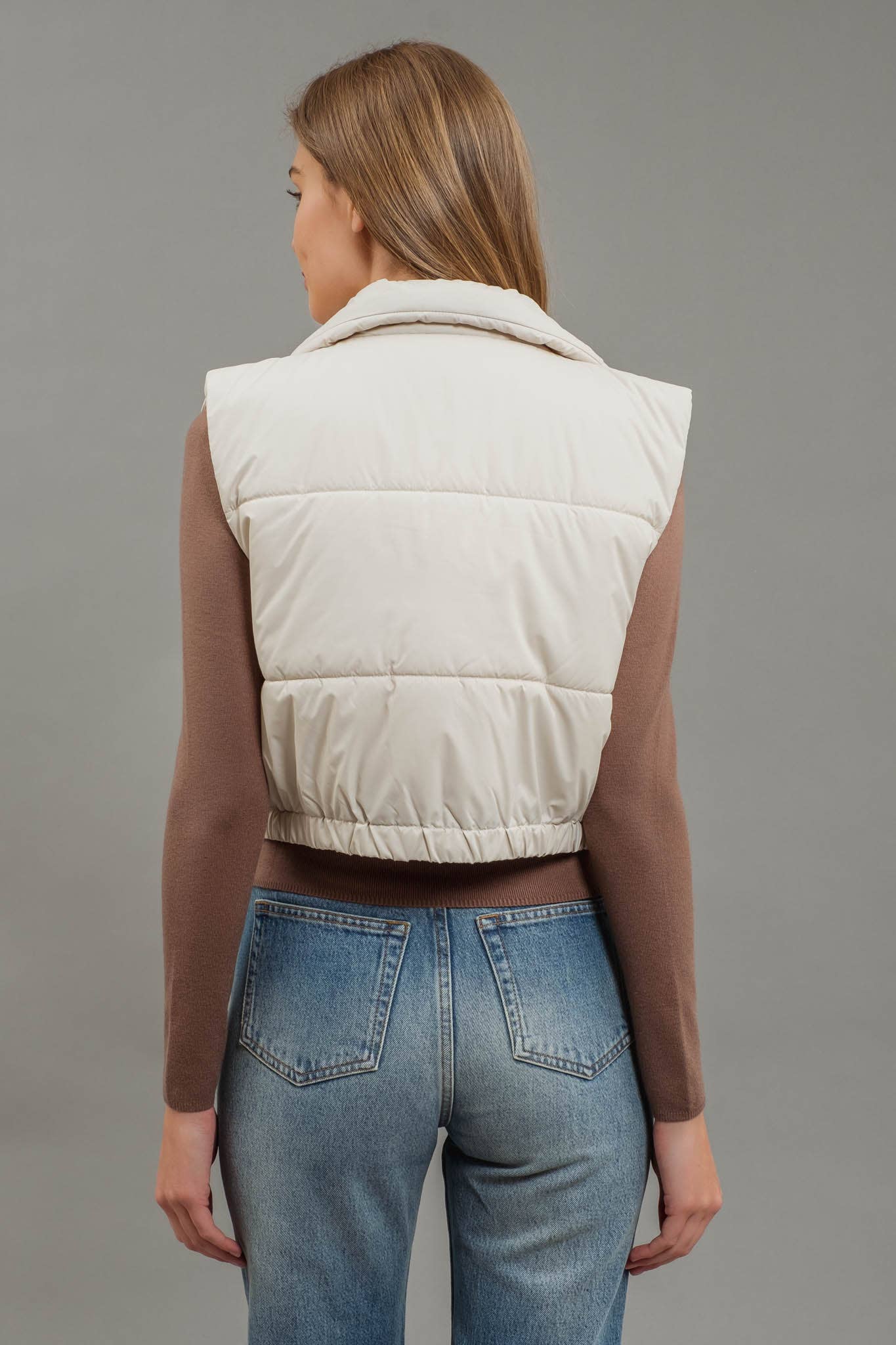 ✅CROPPED ZIP UP PUFFER VEST 2353