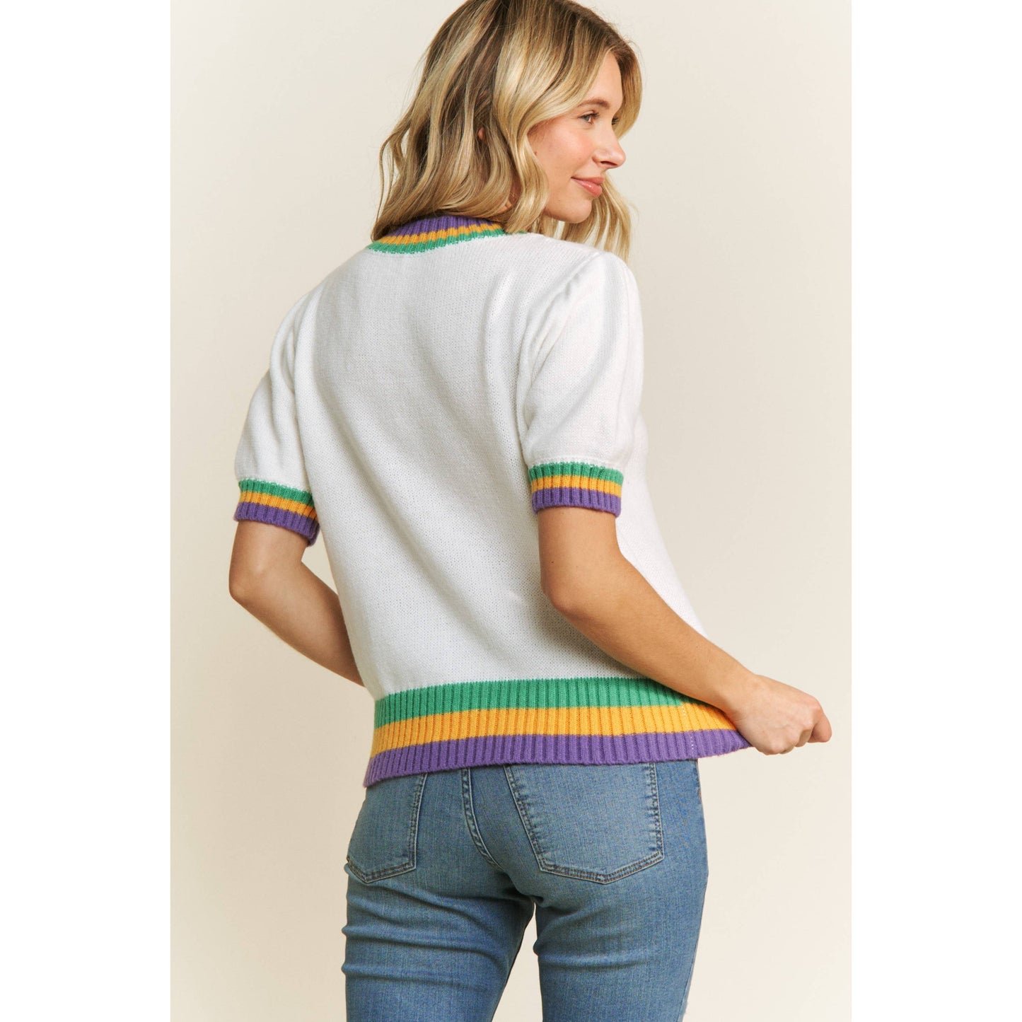 MARDI GRAS BOW DETAIL PUFF SLEEVE PL9430