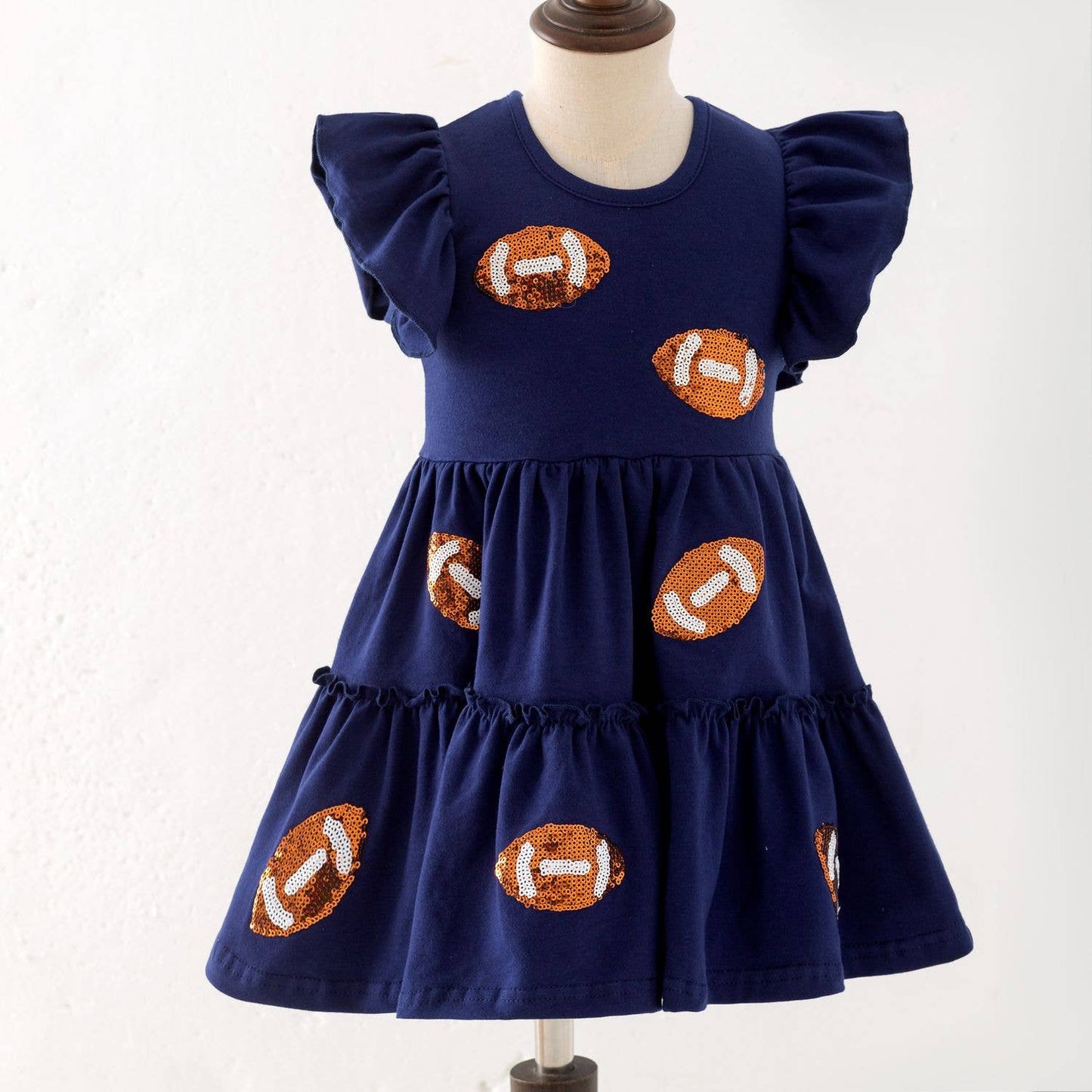 Sequin Football Girls Dress-Navy-SFGDN
