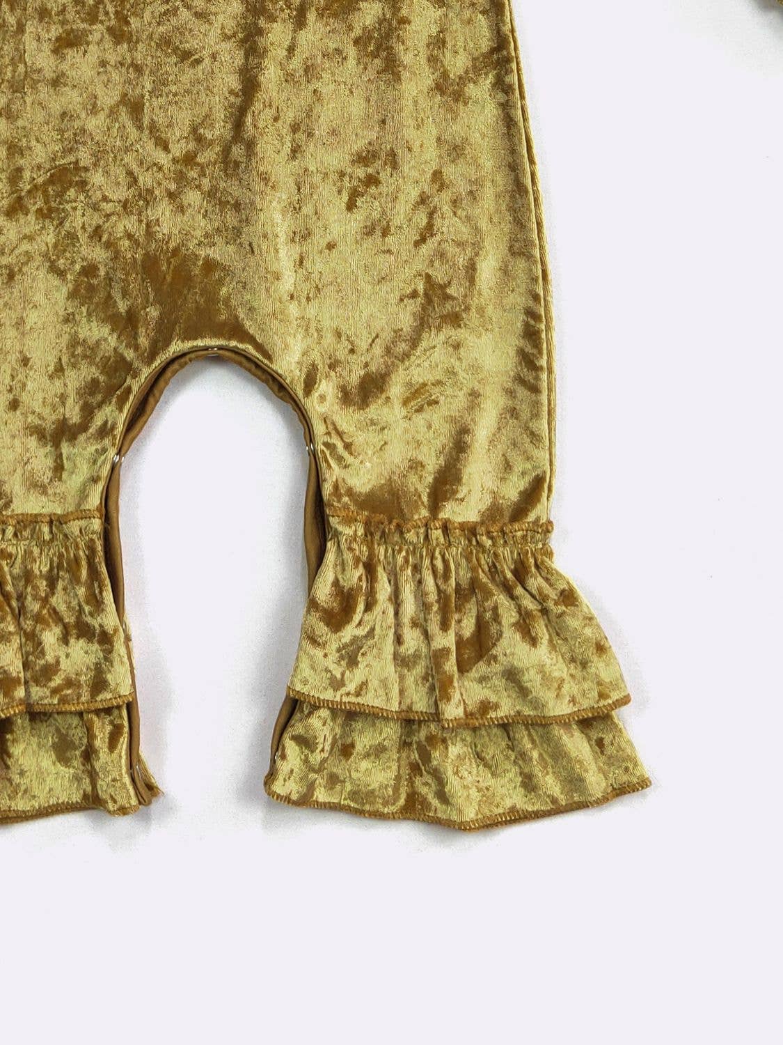 Golden Velvet Ruffle Baby Romper 47027