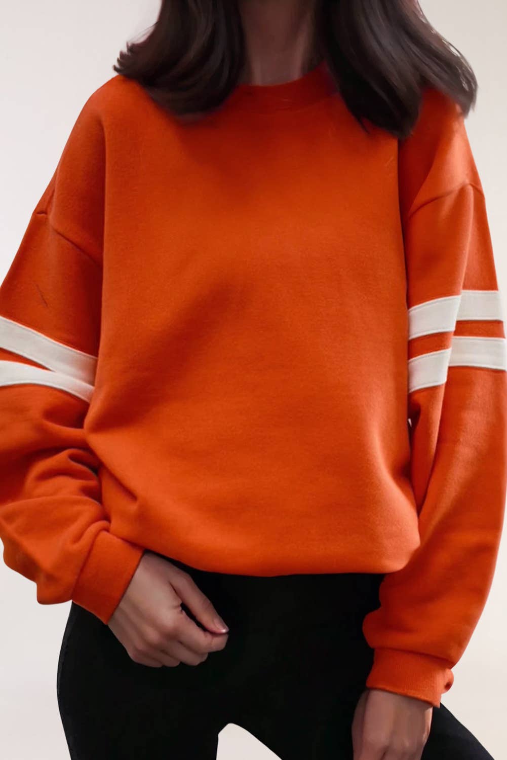 Varsity Striped Detail Drop Shoulder Oversized Sweatshirt- VSDDS0