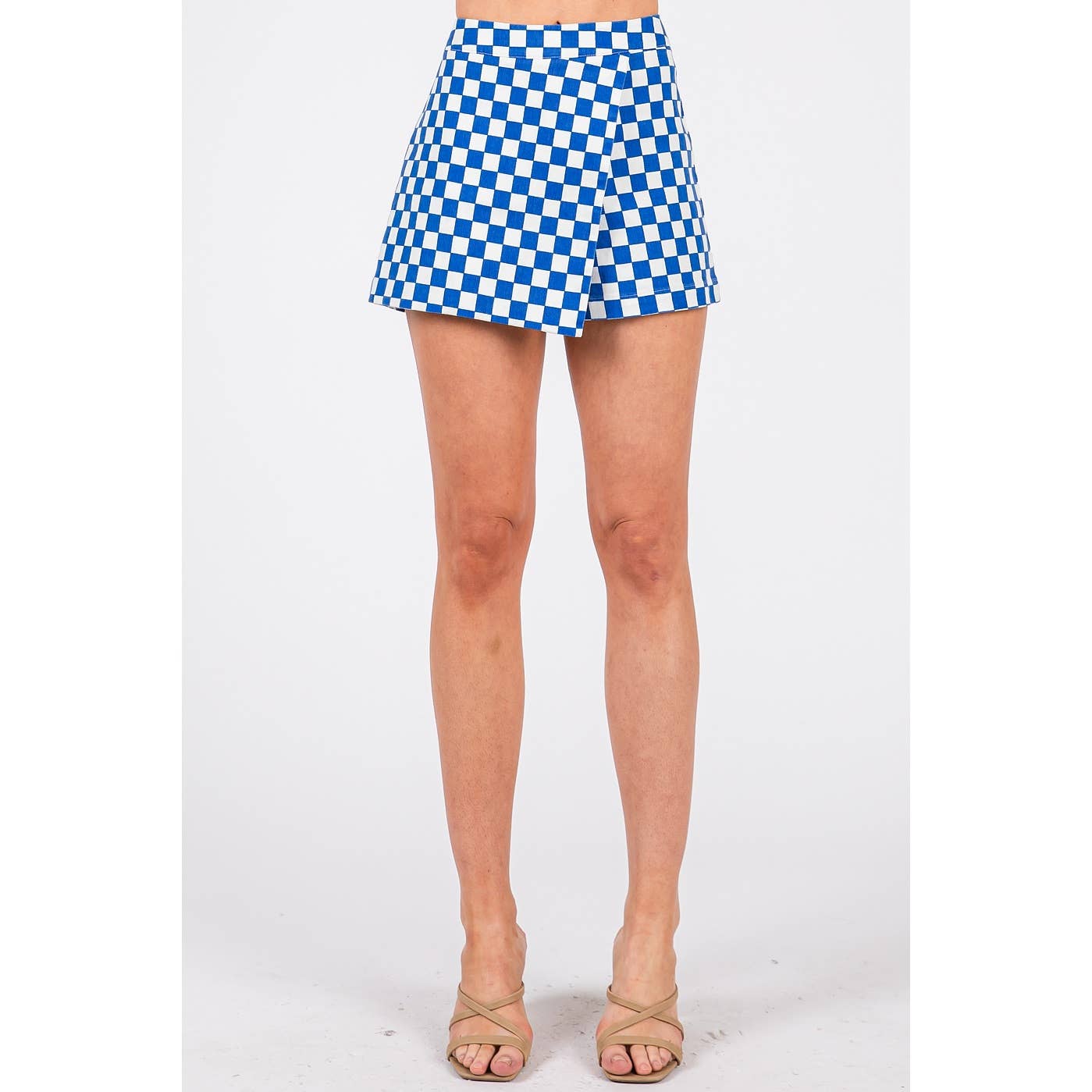GAME DAY CHECKERED OVERLAY WRAP FRONT MINI SKORT-GDCOW