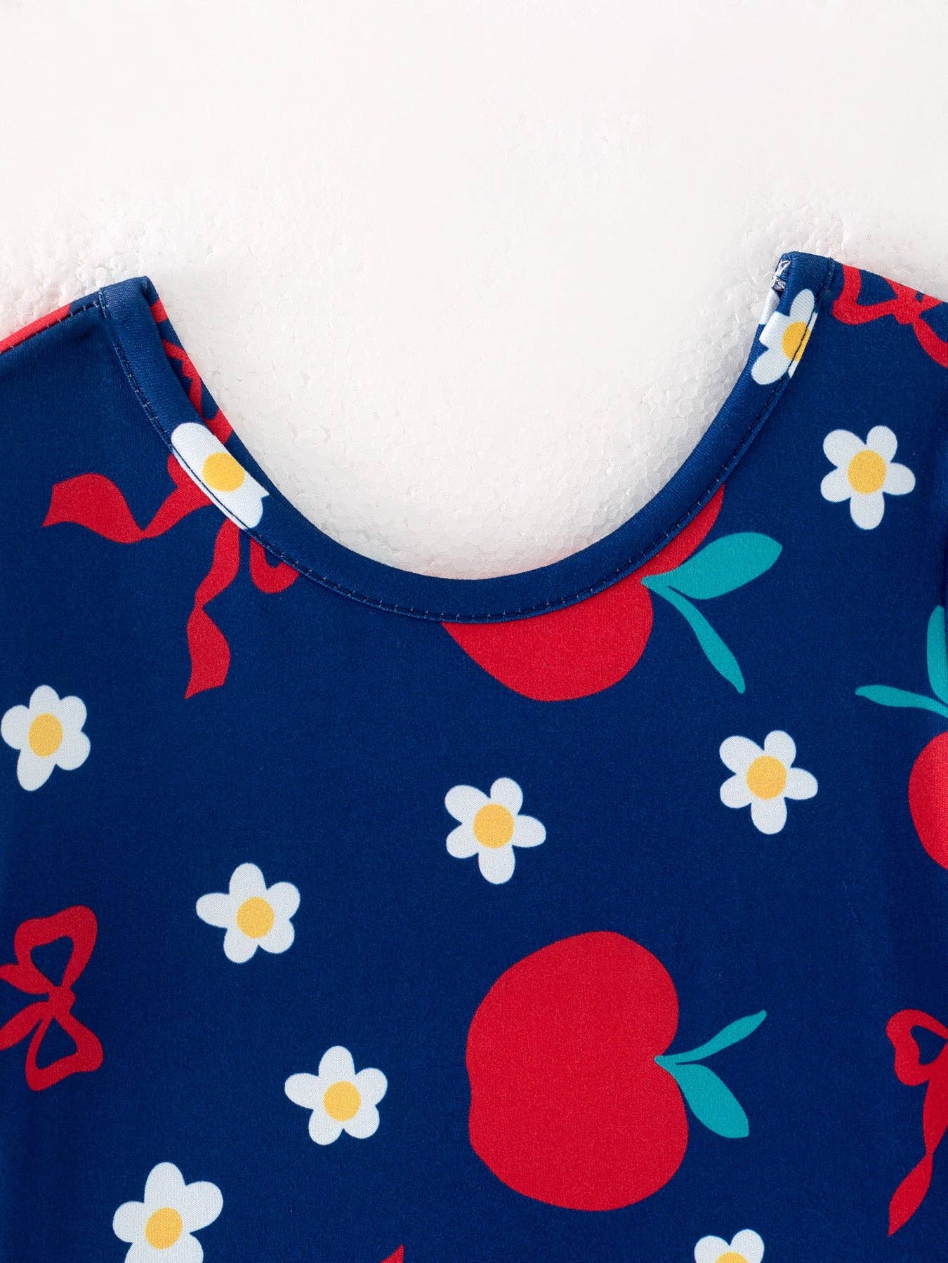 Navy Apple Floral Girls Back to School Dress DRG52