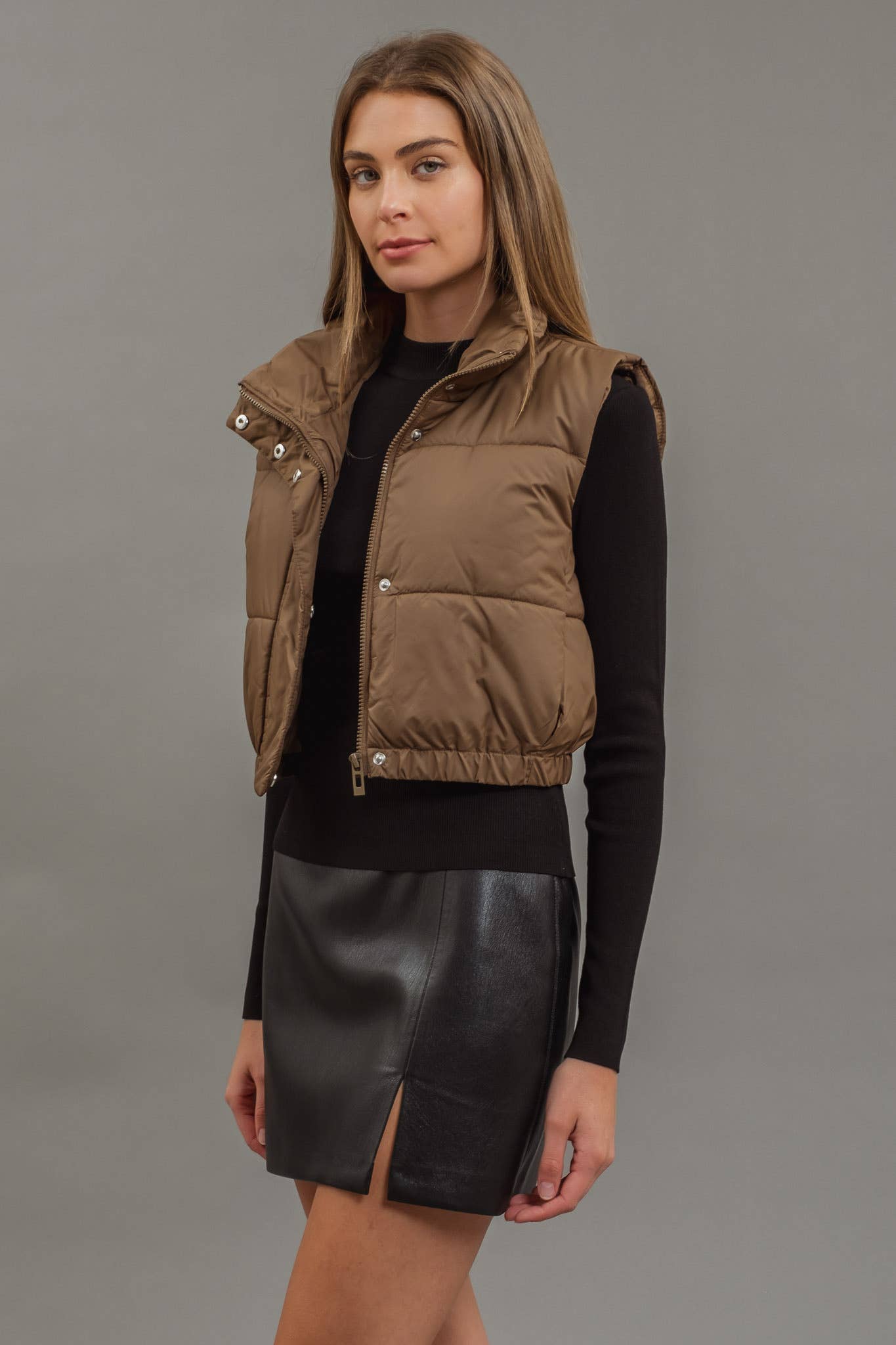 ✅CROPPED ZIP UP PUFFER VEST 2353